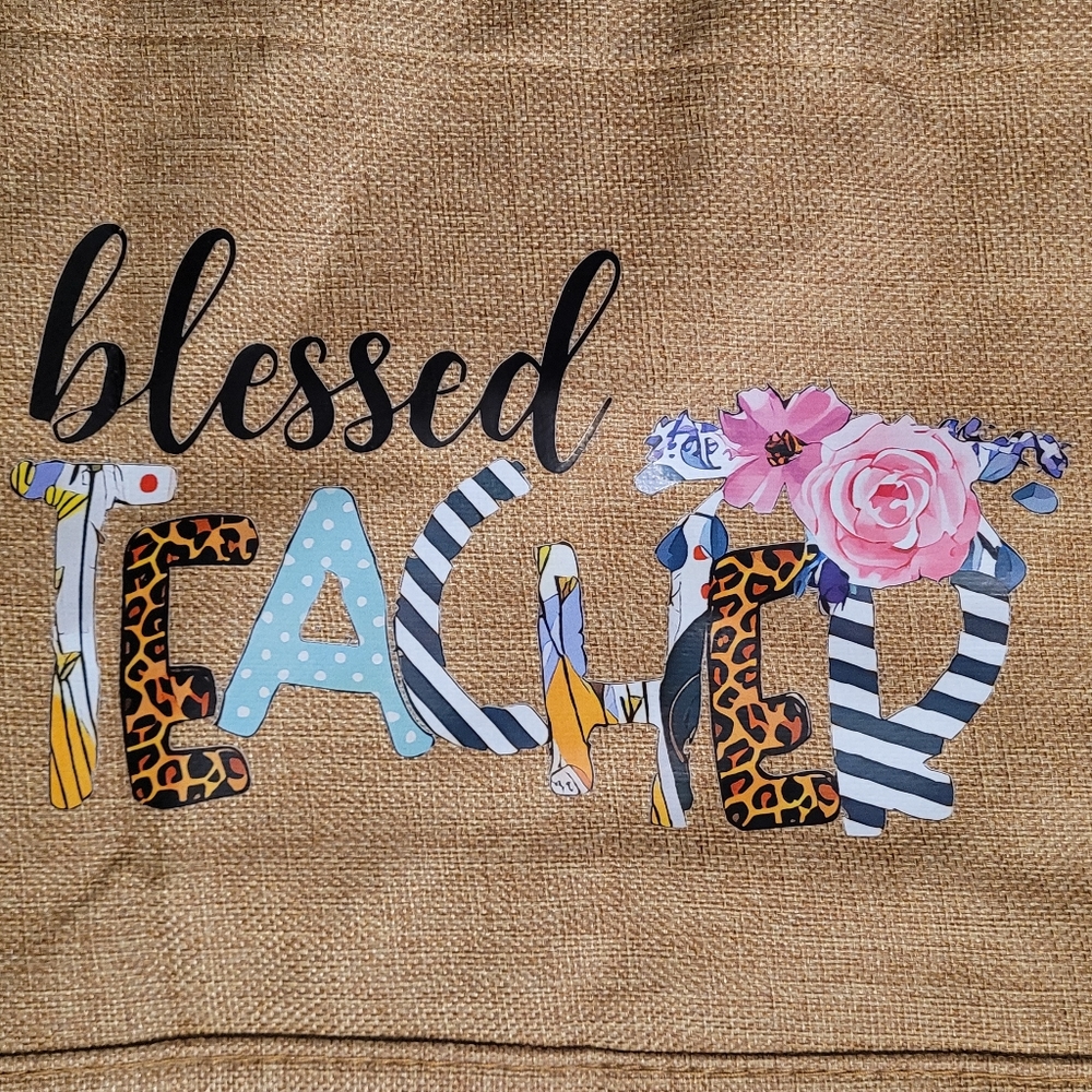 'Blessed Teacher' Linen Tote bag✨️ - Picture 7 of 8